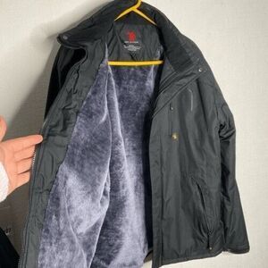 NWOT Outdoor Faux Fur Lined Waterproof Rain Winter Coat Jacket Men Size M Black